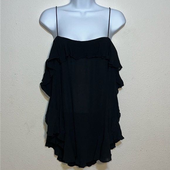 Intimately Free People Black Flowy Gauzy Crepe Tank Size Medium - Picture 1 of 14